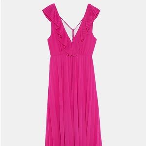 Fuchsia Pleated Dress ZARA